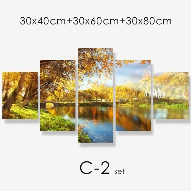 5 Piece Lake Landscape. A beautiful Modern Home Decor Canvas Print Oil Painting. Wall Art Picture House Decoration in a large size