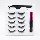 5 Pairs/Set Magnetic Eyelashes. False Lashes for Repeated Use and liquid Eyeliner With Tweezer Makeup Set.