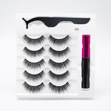 5 Pairs/Set Magnetic Eyelashes. False Lashes for Repeated Use and liquid Eyeliner With Tweezer Makeup Set.