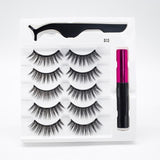 5 Pairs/Set Magnetic Eyelashes. False Lashes for Repeated Use and liquid Eyeliner With Tweezer Makeup Set.