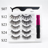 5 Pairs/Set Magnetic Eyelashes. False Lashes for Repeated Use and liquid Eyeliner With Tweezer Makeup Set.