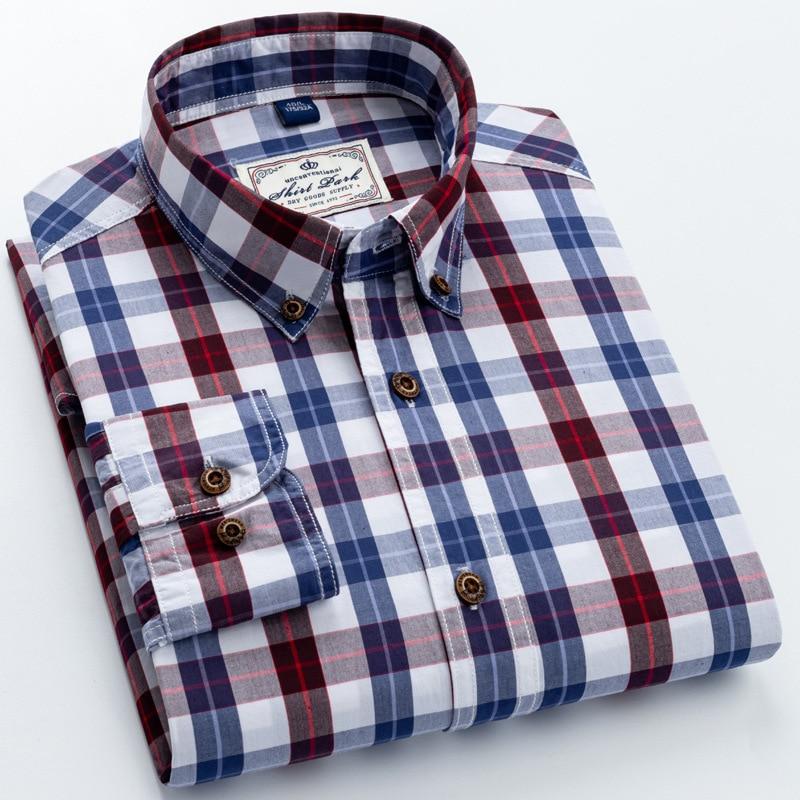 Men's Plaid Long-Sleeve Casual Shirt Regular-Fit