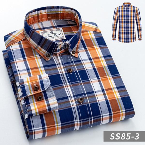 Men's Plaid Long-Sleeve Casual Shirt Regular-Fit