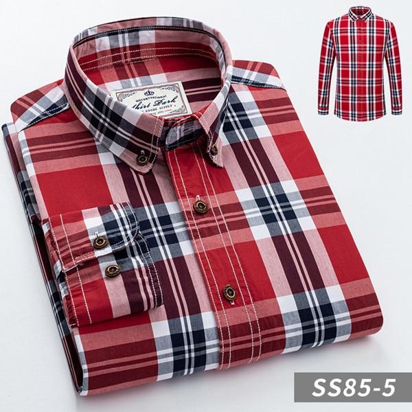 Men's Plaid Long-Sleeve Casual Shirt Regular-Fit