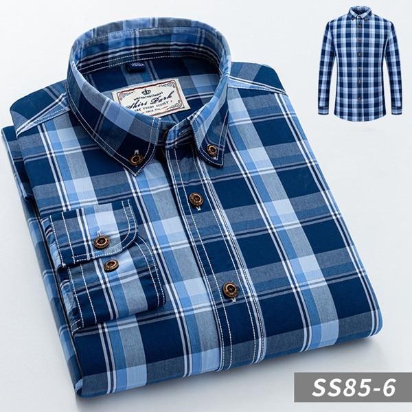 Men's Plaid Long-Sleeve Casual Shirt Regular-Fit