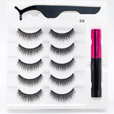 5 Pairs/Set Magnetic Eyelashes. False Lashes for Repeated Use and liquid Eyeliner With Tweezer Makeup Set.