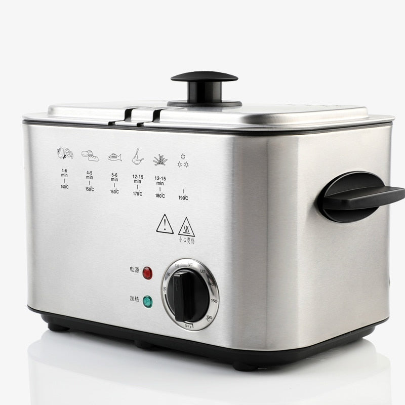 1.2L Stainless Steel Single tank Electric deep fryer smokeless French Fries Chicken grill multifunction MINI hotpot oven EU