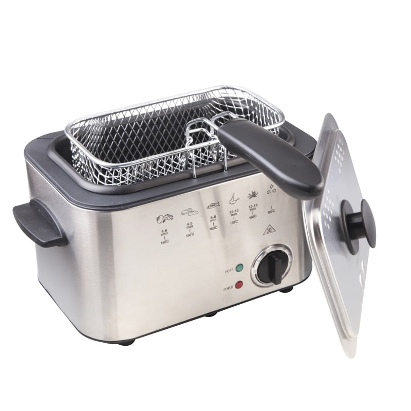 1.2L Stainless Steel Single tank Electric deep fryer smokeless French Fries Chicken grill multifunction MINI hotpot oven EU