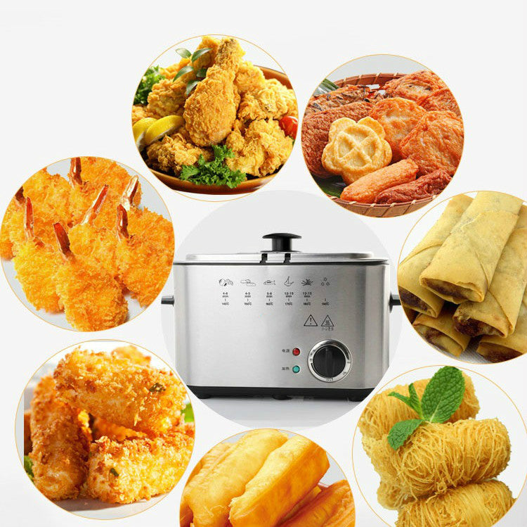 1.2L Stainless Steel Single tank Electric deep fryer smokeless French Fries Chicken grill multifunction MINI hotpot oven EU