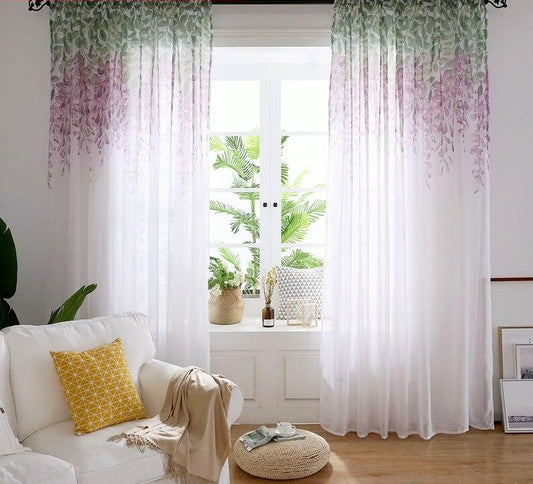 Modern Sheer Flower Tulle Curtains For Living Room, Bedroom,and Kitchen Windows.